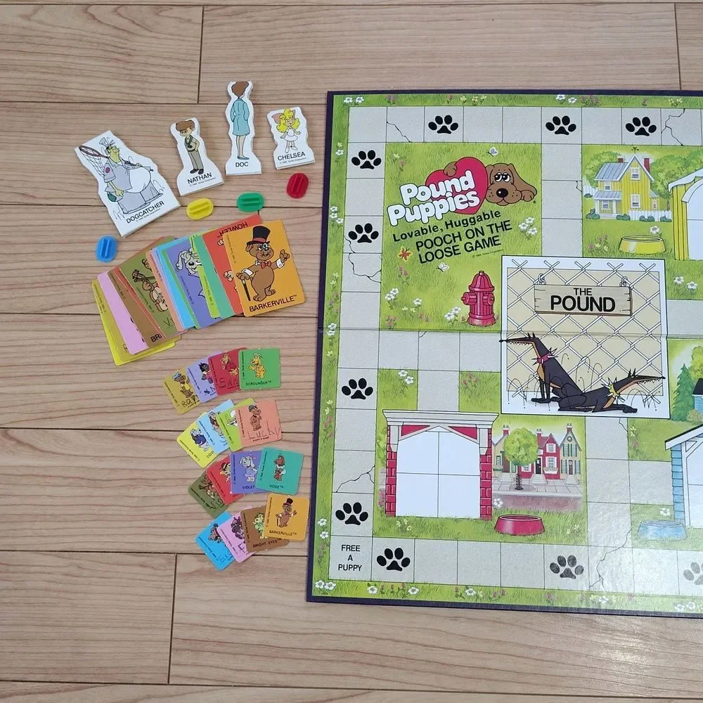 1986 Pound Puppies Pooch On The Loose Board Game Complete